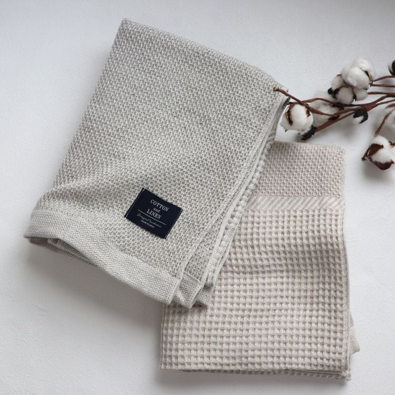 Sensyu Nanbuori Cotton Linen Honeycomb Waffle Bath Towel